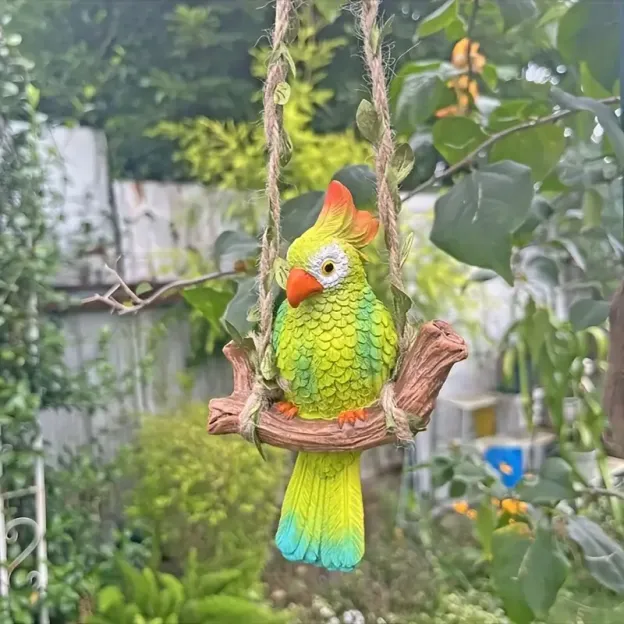 Rustic Resin Parrot Wall Hanging Decor