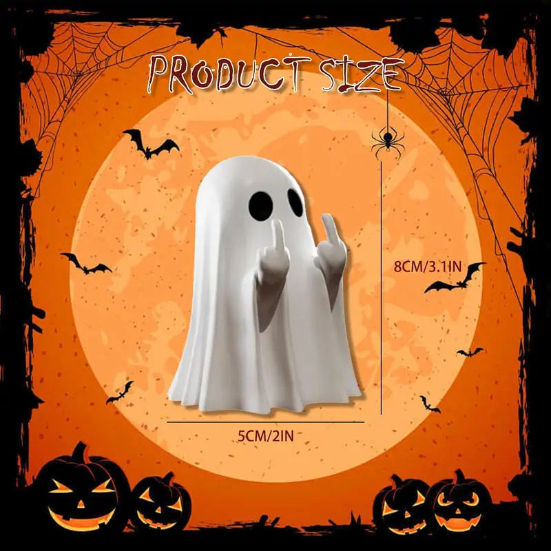2025 New Halloween Ghost Figurine ornaments- Spooky Resin Ghost Statue, Cute Ghost Decor for Halloween Decorations, Porch and Indoor Spooky Home Decor