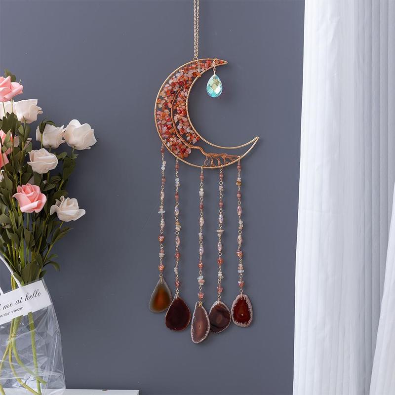 🌙Boho Moon Crystal Wall Decor for Cozy Home Ambiance💎