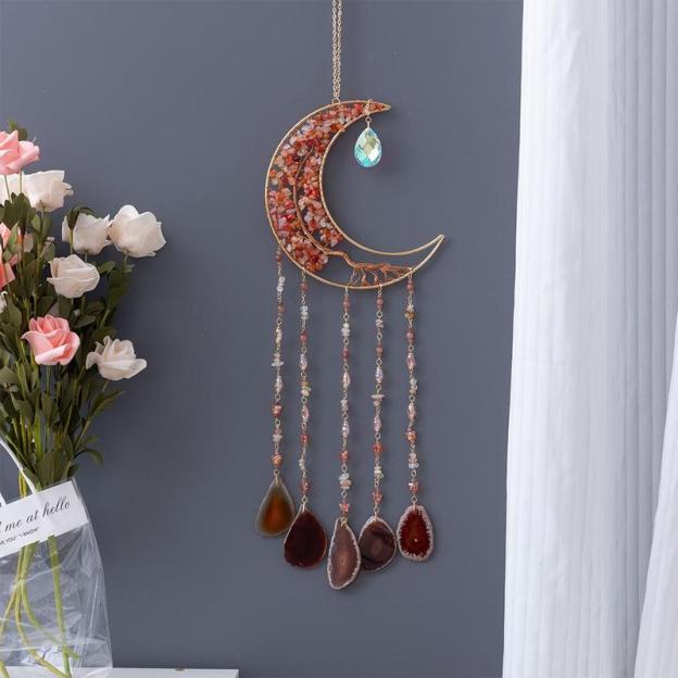 🌙Boho Moon Crystal Wall Decor for Cozy Home Ambiance💎