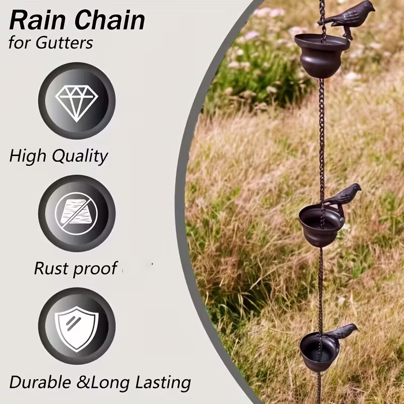 Vintage Iron Art Bird Wind Chime & Rain Chain