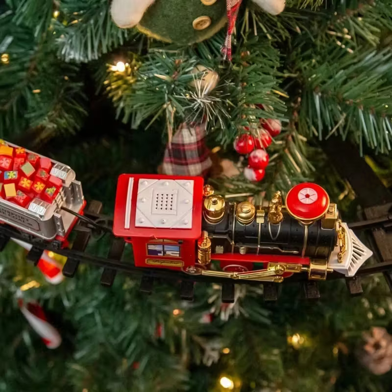 🚂 Christmas Train Toy: Musical Locomotive + Sleigh Carriages