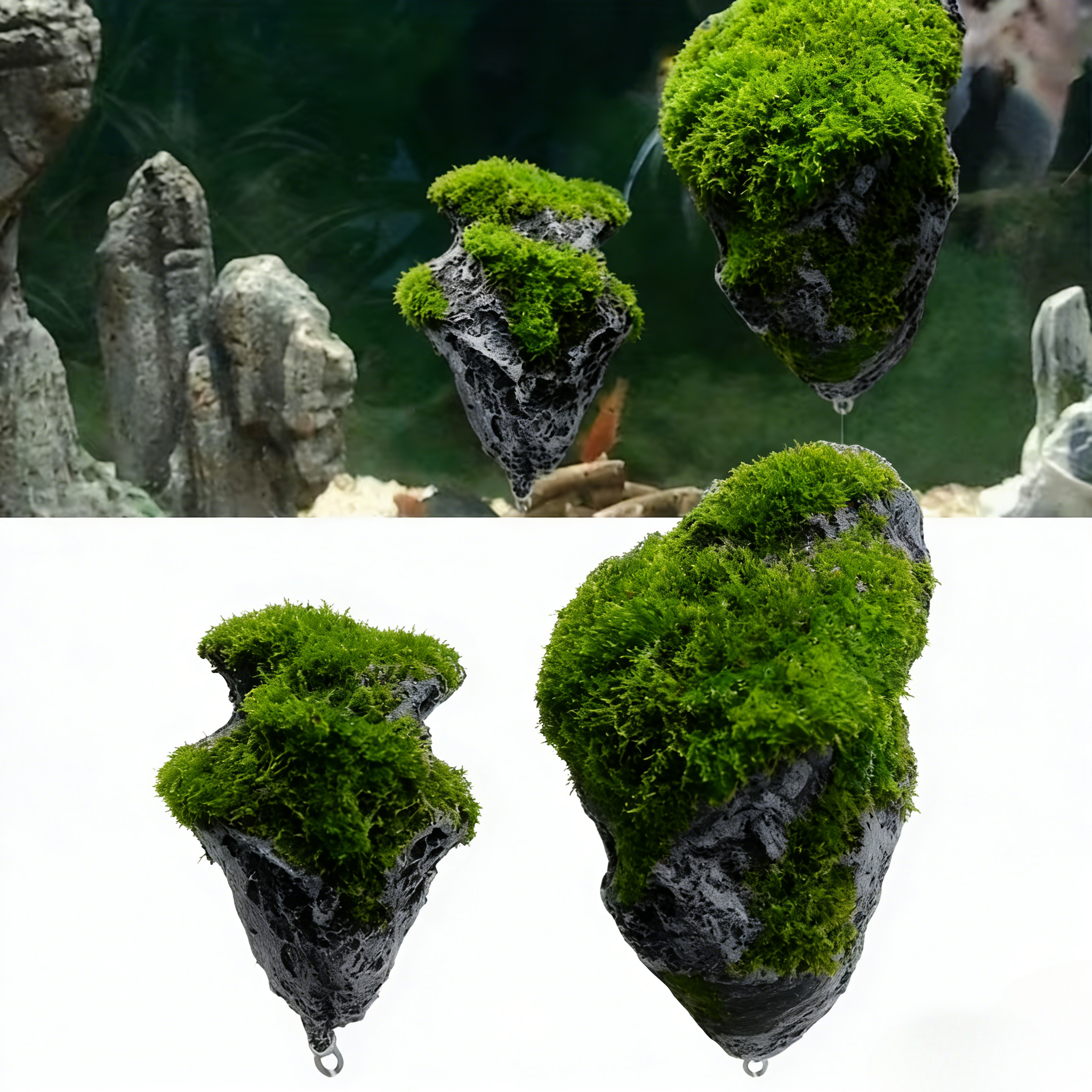 Aquarium Floating Rock Decoration - Resin Moss Floating Stone