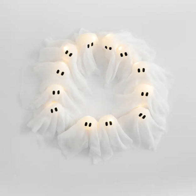 Halloween Glowing Ghost Wreath: Spooky-Cute Magic for Your Holiday Decor