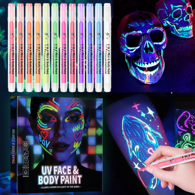 🥳2026 HOT SALE💞50K+ SOLD!🎁UV Glow Face and Body Paint Markers Set