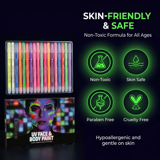 🥳2026 HOT SALE💞50K+ SOLD!🎁UV Glow Face and Body Paint Markers Set