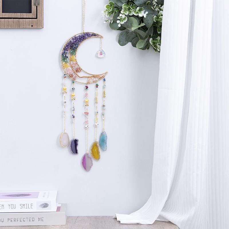 🌙Boho Moon Crystal Wall Decor for Cozy Home Ambiance💎