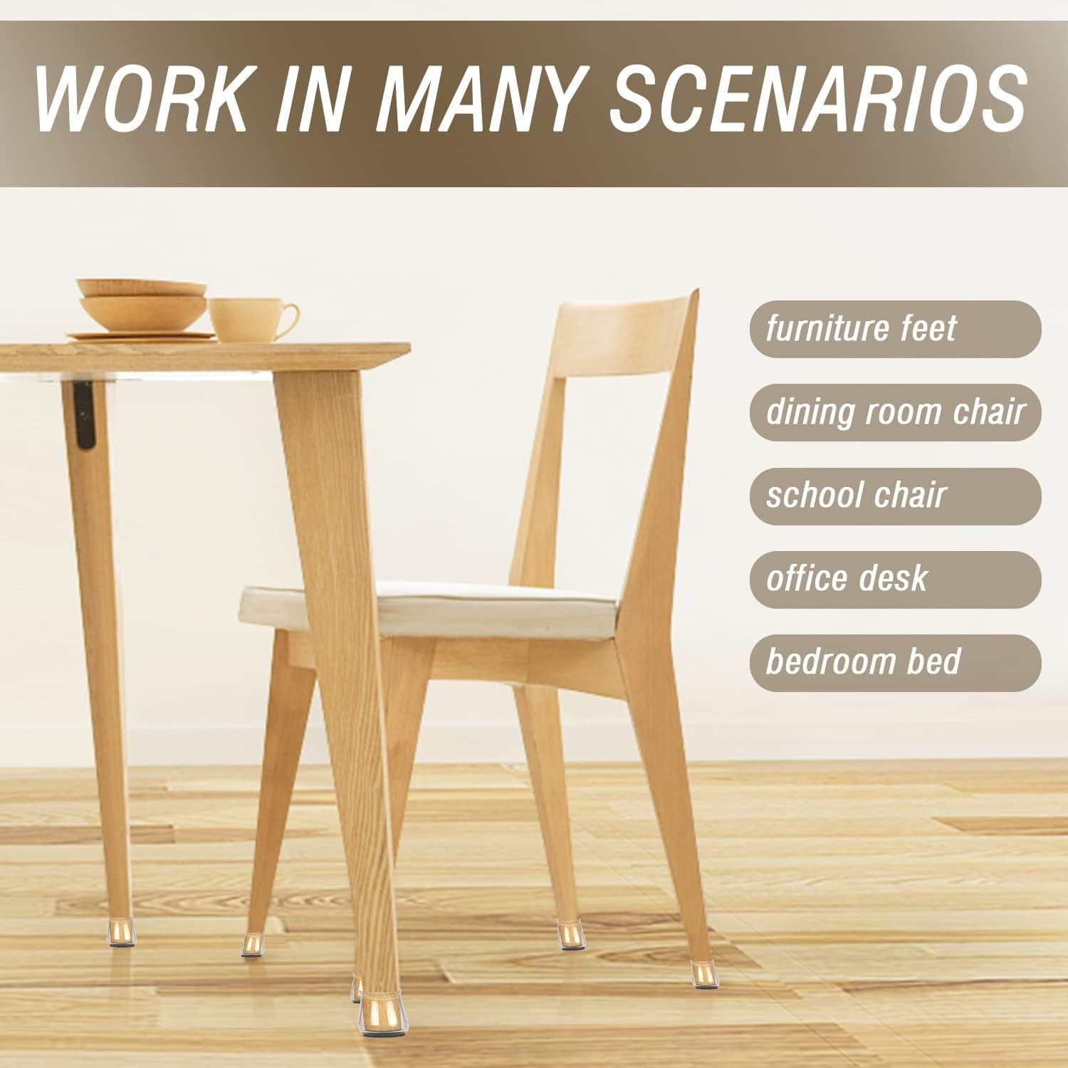 Noiseless Chair Leg Pads – Scratch-Proof Floor Protectors 🌟 Silicone + Felt | Fits Hardwood & Tile | Installs in 3 Secs!