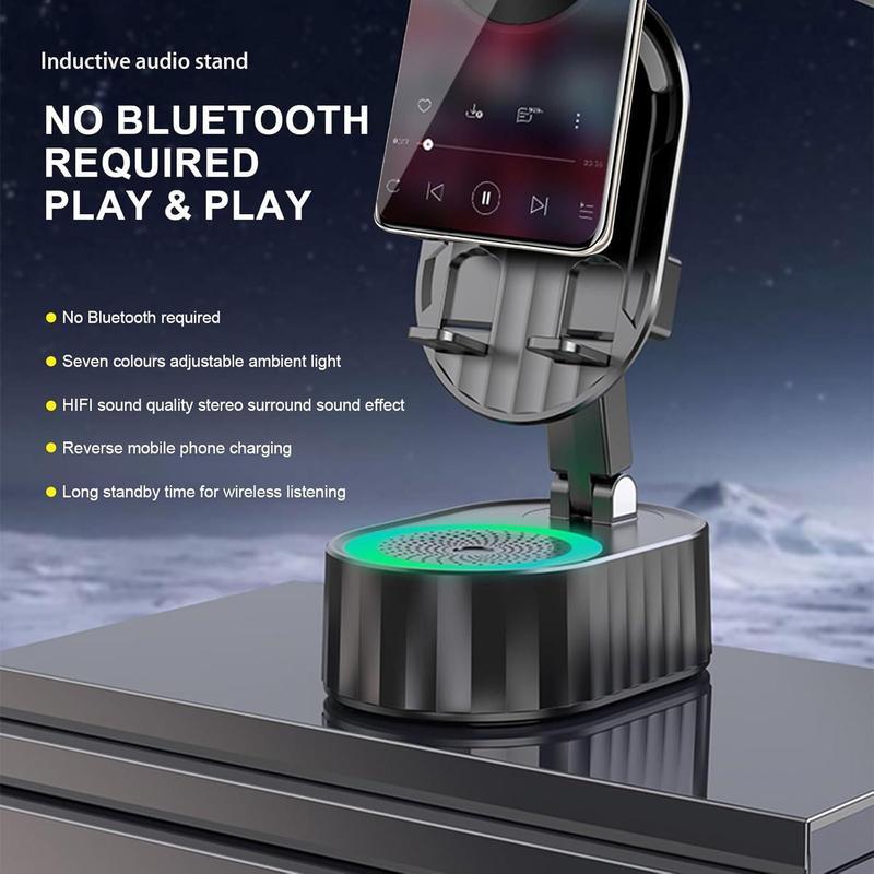 Bluetooth Speaker with Wireless Charging & Phone Stand – 5-in-1 RGB Lights, Hi-Fi Sound