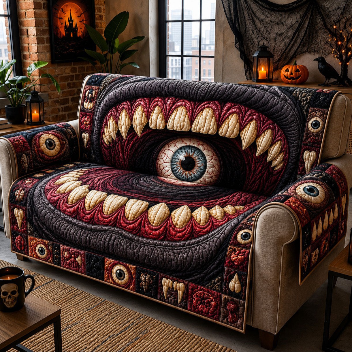 Carnival Nightmare Quilted Sofa Cover