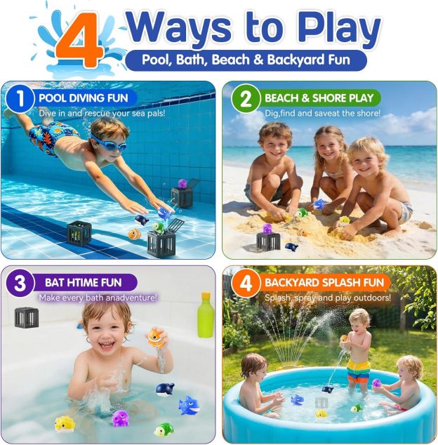 Kids Pool Diving Toys-Water game animal cages