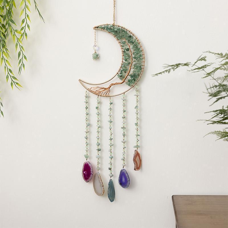 🌙Boho Moon Crystal Wall Decor for Cozy Home Ambiance💎