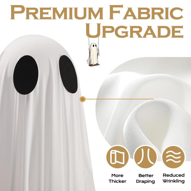 5 FT Large Hanging Swing Ghost Halloween Decor with String Lights 