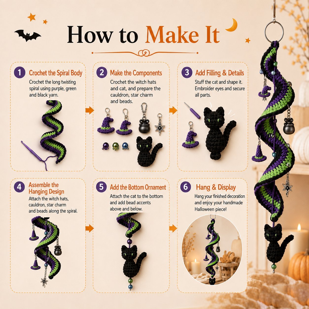 🔥Last Day 50% OFF - 🎃 Enchanted Halloween Crochet Spiral DIY Kit