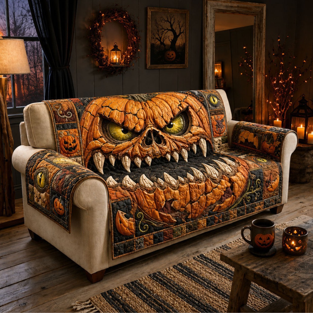 Carnival Nightmare Quilted Sofa Cover