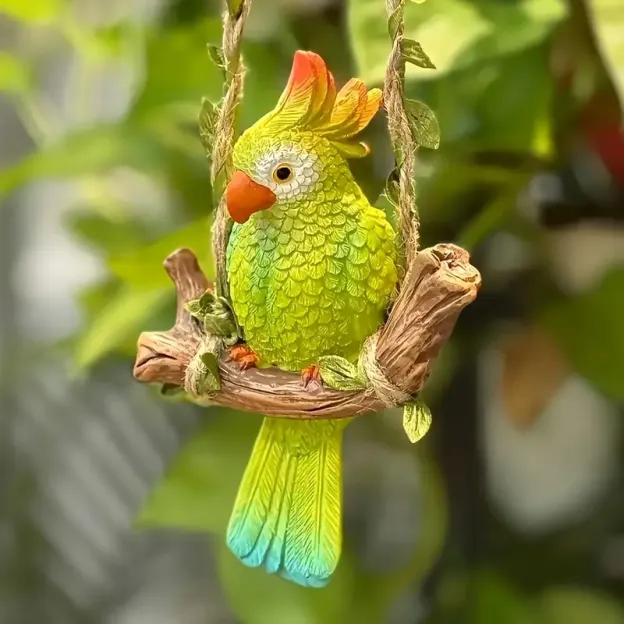 Rustic Resin Parrot Wall Hanging Decor