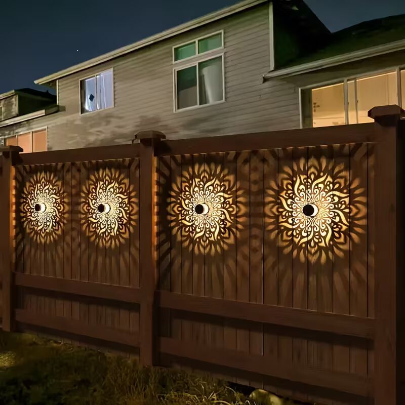 4pcs solar-powered lights themed around peonies, datura, sunflowers, and mandalas.