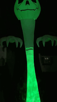 12FT Giant Halloween Inflatable Blow Up Decorations Grim Reaper with Jack-o'-Lantern Pumpkin Head and 3-Color LED Flame