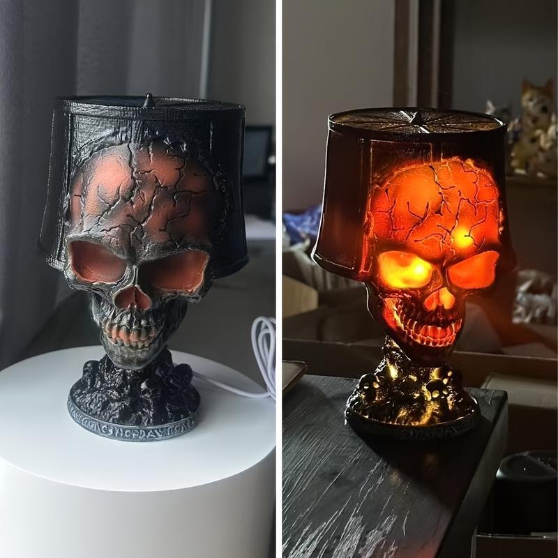 Halloween Lava Skull Lamp Handmade Volcanic Rock Night Light