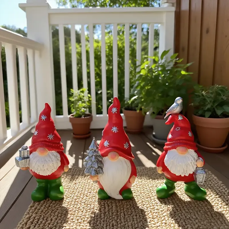 3PCS Christmas Gnome Statue Set