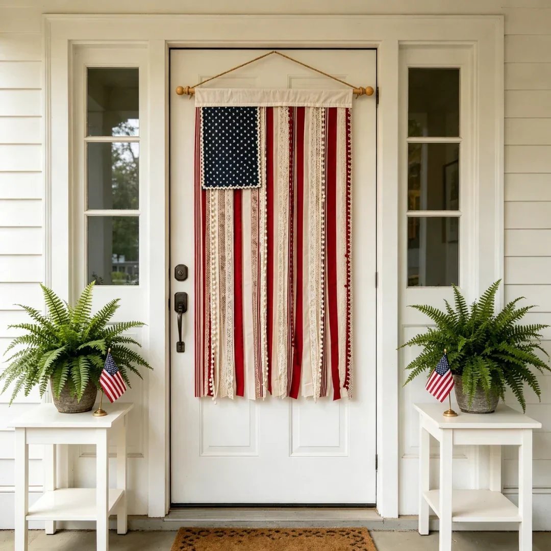 4 x 2.3 Ft Lighted Rag American Flag Banner - 🎉 USA 250th Celebration