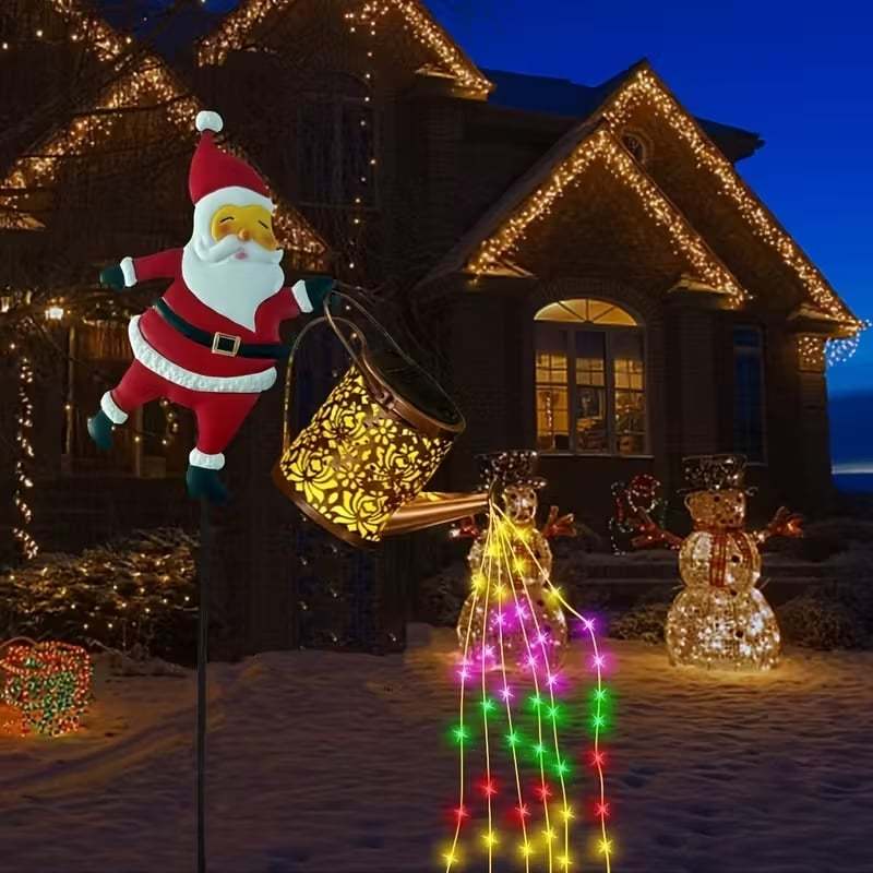 🎅 Solar Santa Watering Can Lantern