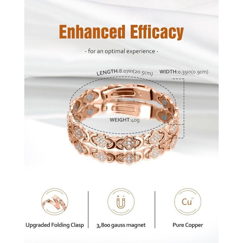 🔥Final 3 hours 75% off: 🍀Copper Bracelets for Women Pure Copper Magnetic Bracelet with 3800 Gauss Effective Magnets Trendy Stack Bangle Stretch Bangle