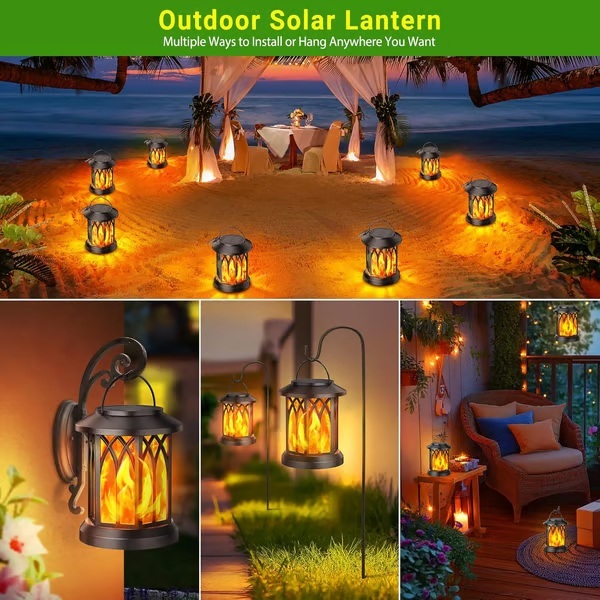 🏆Flash Sale⚡ 50K+ SOLD! Almost Gone-💥✨🔥 Upgraded Flickering Flame Solar Lantern Outdoor Waterproof Light