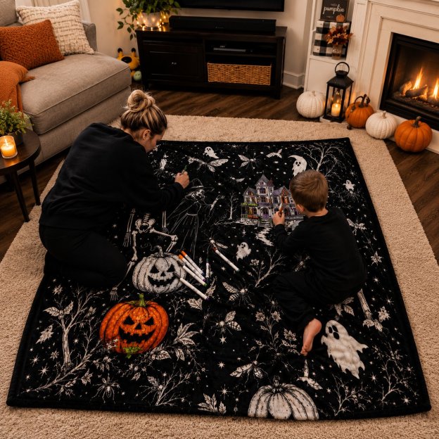 🔥HOT SALE 49% OFF - 🎃👻Trick Or Trace Halloween Coloring Blanket🎨(📦Buy 2 Free Shipping)
