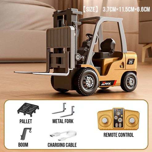 🚜 1:64 Premium Alloy Mini RC Construction Set – Forklift, Excavator & Dump Truck