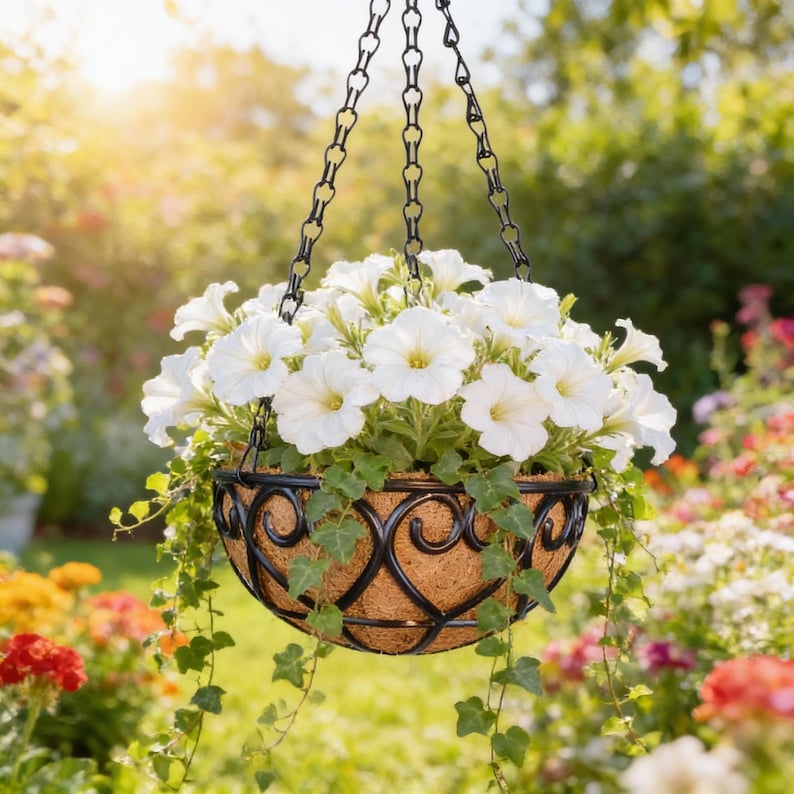 💐Coconut Brown Hanging Basket Planter with  Chain 