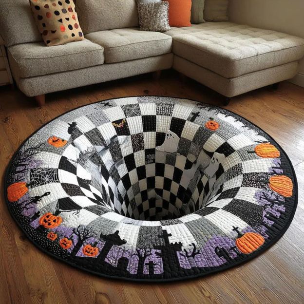 🎃Halloween-themed 3D Quilted Round Mat