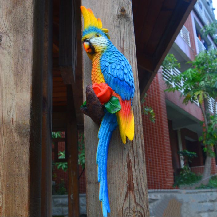 🔥Last Day 50% OFF Lifelike White and Pink Resin Parrot Sculpture - Outdoor Garden Tree Hanging Decoration