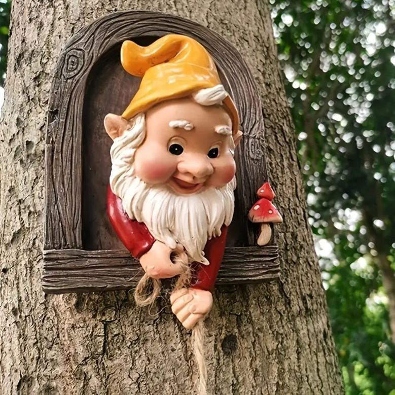 2pcs Whimsical Gnome Climbing Statues - Outdoor Garden Decor & Gift