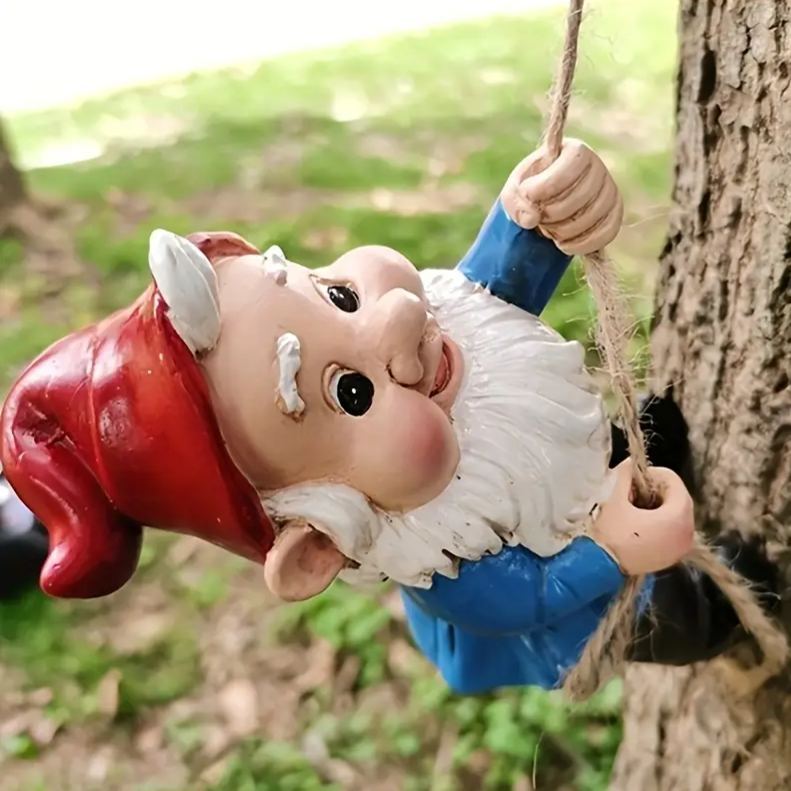 2pcs Whimsical Gnome Climbing Statues - Outdoor Garden Decor & Gift
