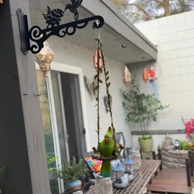 Rustic Resin Parrot Wall Hanging Decor