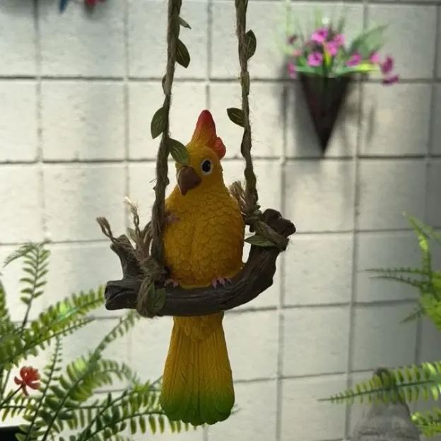 Rustic Resin Parrot Wall Hanging Decor