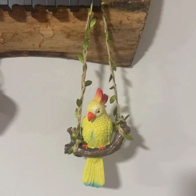 Rustic Resin Parrot Wall Hanging Decor