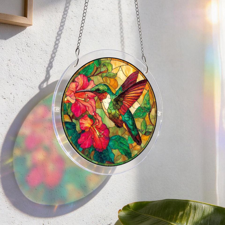 Acrylic Jigsaw Puzzle Suncatcher - Emerald Flame Hummingbird