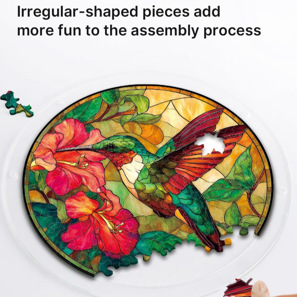 Acrylic Jigsaw Puzzle Suncatcher - Emerald Flame Hummingbird