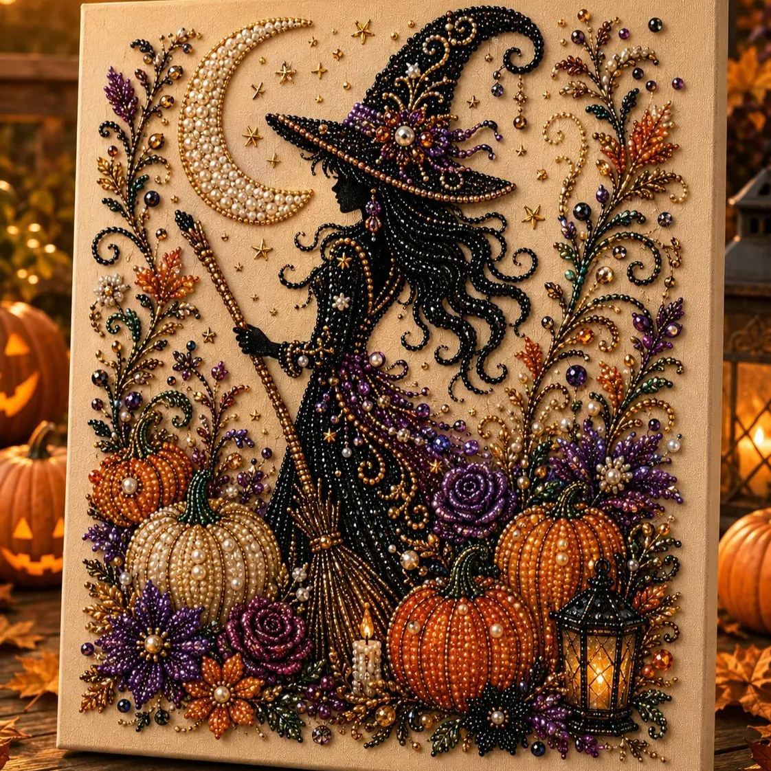 💥 Last Day 49% OFF – 👻✨ Halloween Pearl Art DIY Kit – Turn Tiny Pearls into Spooky-Cute Magic