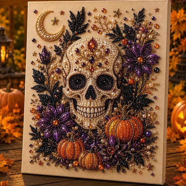 💥 Last Day 49% OFF – 👻✨ Halloween Pearl Art DIY Kit – Turn Tiny Pearls into Spooky-Cute Magic