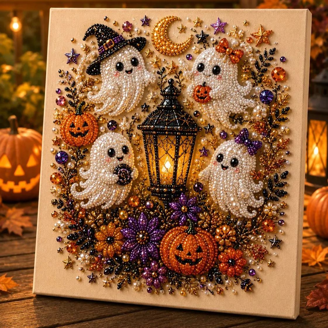 💥 Last Day 49% OFF – 👻✨ Halloween Pearl Art DIY Kit – Turn Tiny Pearls into Spooky-Cute Magic