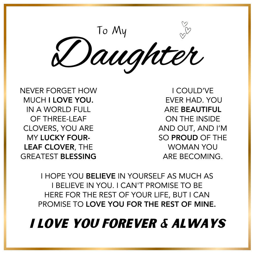Daughter’s Lucky Clover Necklace & Forever Rose Keepsake Gift Set