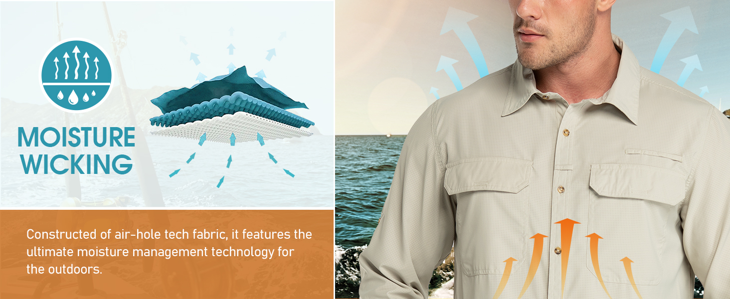 moisture wicking fishing shirt for men