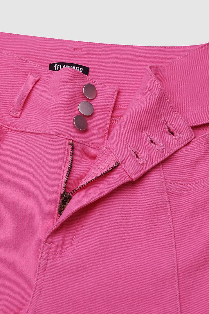 Vaqueros capri Muy Delgado cintura con corte Sólido gallery 8