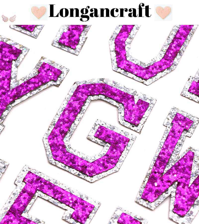 Purple Glitter Iron On Letters