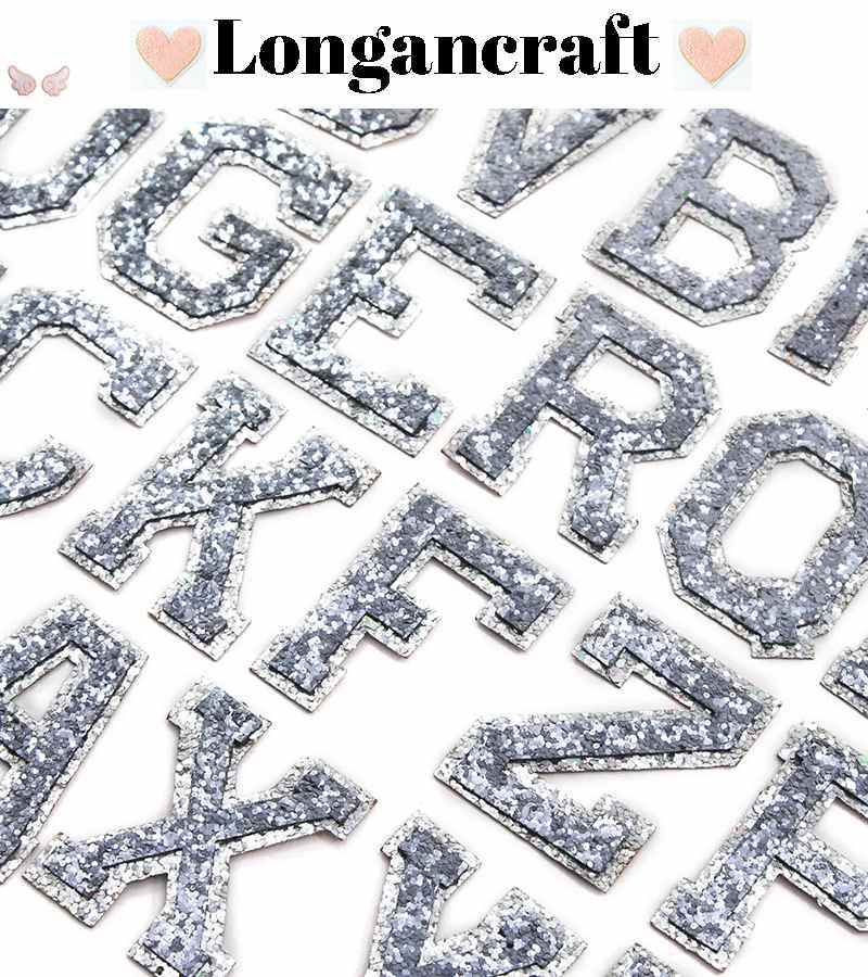 Silver Glitter Iron On Letters