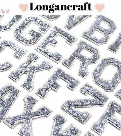 Silver Glitter Iron On Letters
