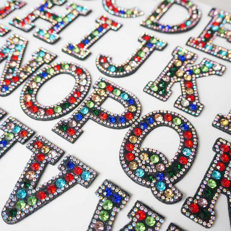 Rainbow Rhinestone Letter Patch